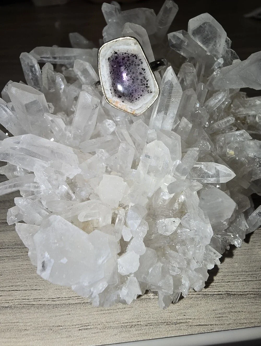 Rare Trapiche Amethyst 925 Sterling Silver Adjustable Statement Ring ✨